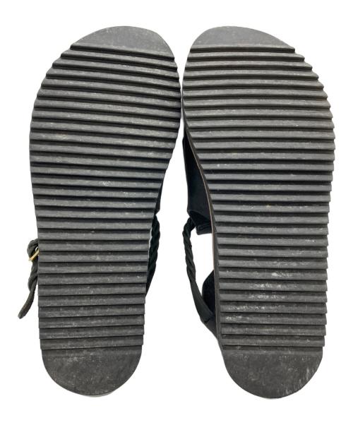 entoan（エントアン）entoan (エントアン) フリンジサンダル ブラック サイズ:23.5の古着・服飾アイテム