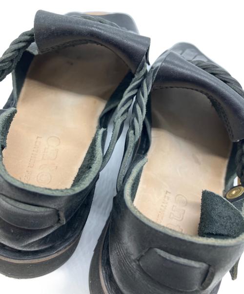 entoan（エントアン）entoan (エントアン) フリンジサンダル ブラック サイズ:23.5の古着・服飾アイテム