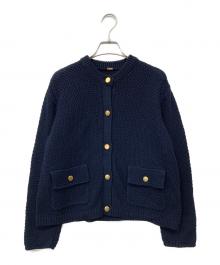 Mila Owen（ミラオーウェン）の古着「フラップポケット付金釦ニットカーディガン」｜ネイビー