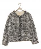 23区ニジュウサンク）の古着「ノーカラーツイードジャケット」｜ネイビー