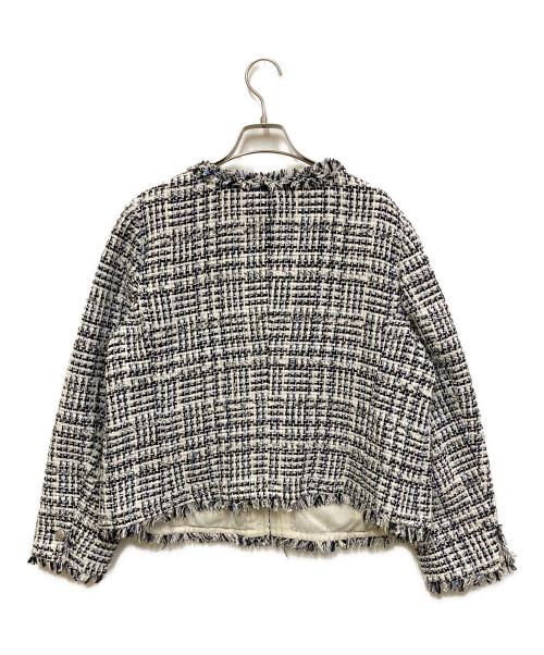 23区（ニジュウサンク）23区 (ニジュウサンク) ノーカラーツイードジャケット ネイビー サイズ:SIZE 50 未使用品の古着・服飾アイテム