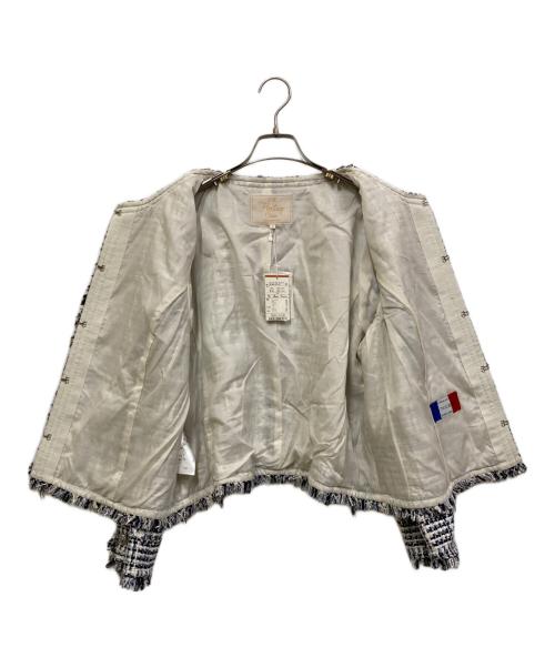 23区（ニジュウサンク）23区 (ニジュウサンク) ノーカラーツイードジャケット ネイビー サイズ:SIZE 50 未使用品の古着・服飾アイテム