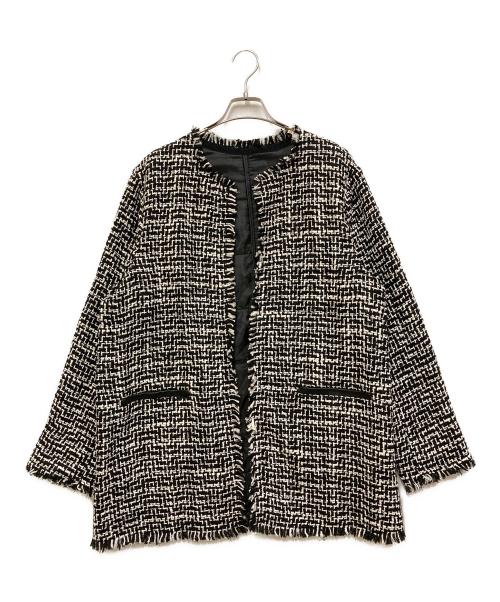 icB（アイシービー）icB (アイシービー) ライトツイード ノーカラージャケット ブラック サイズ:SIZE 46 未使用品の古着・服飾アイテム