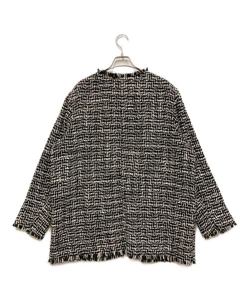 icB（アイシービー）icB (アイシービー) ライトツイード ノーカラージャケット ブラック サイズ:SIZE 46 未使用品の古着・服飾アイテム