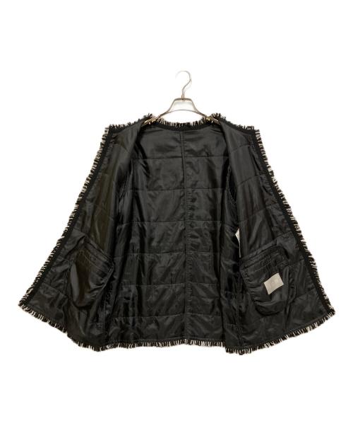 icB（アイシービー）icB (アイシービー) ライトツイード ノーカラージャケット ブラック サイズ:SIZE 46 未使用品の古着・服飾アイテム