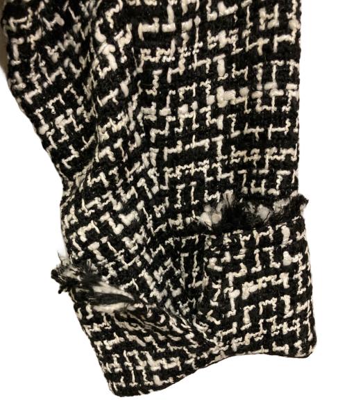 icB（アイシービー）icB (アイシービー) ライトツイード ノーカラージャケット ブラック サイズ:SIZE 46 未使用品の古着・服飾アイテム