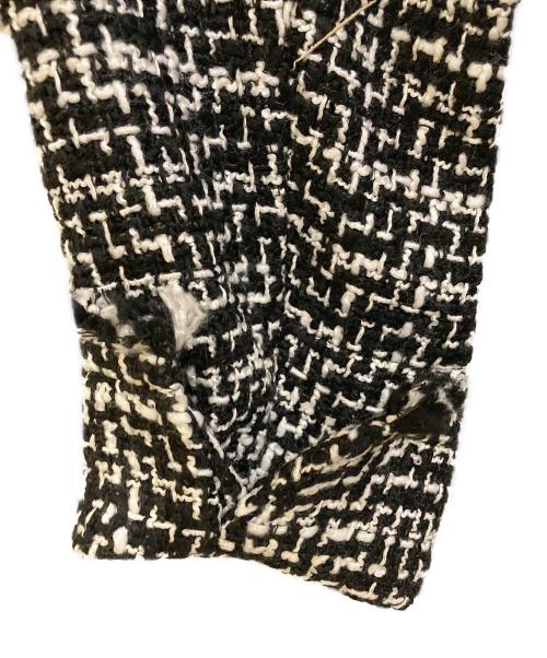 icB（アイシービー）icB (アイシービー) ライトツイード ノーカラージャケット ブラック サイズ:SIZE 46 未使用品の古着・服飾アイテム