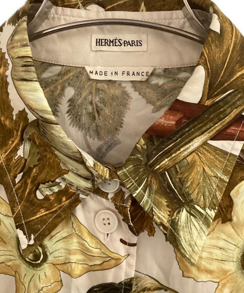 HERMES（エルメス）HERMES (エルメス) シルクプリントシャツ ベージュ サイズ:40の古着・服飾アイテム