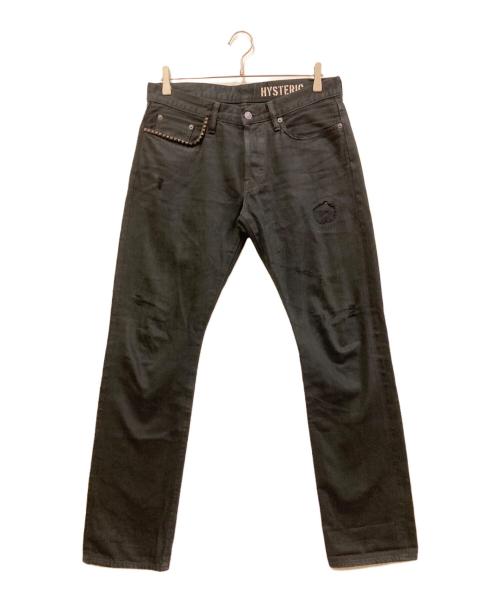 Hysteric Glamour（ヒステリックグラマー）Hysteric Glamour (ヒステリックグラマー) スタッズセルビッジデニムパンツ ブラック サイズ:32の古着・服飾アイテム