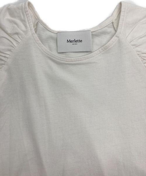 merlette（マーレット）merlette (マーレット) EMBER ギャザースリーブTシャツ ホワイト サイズ:XSの古着・服飾アイテム