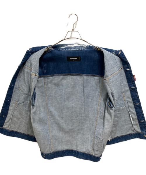 DSQUARED2（ディースクエアード）DSQUARED2 (ディースクエアード) ディストレスト オーバーサイズ デニム ベスト ブルー サイズ:38の古着・服飾アイテム