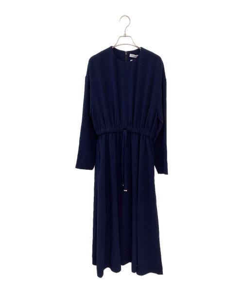 ebure（エブール）ebure (エブール) アセテートダブルクロス ワンピース ネイビー サイズ:38の古着・服飾アイテム