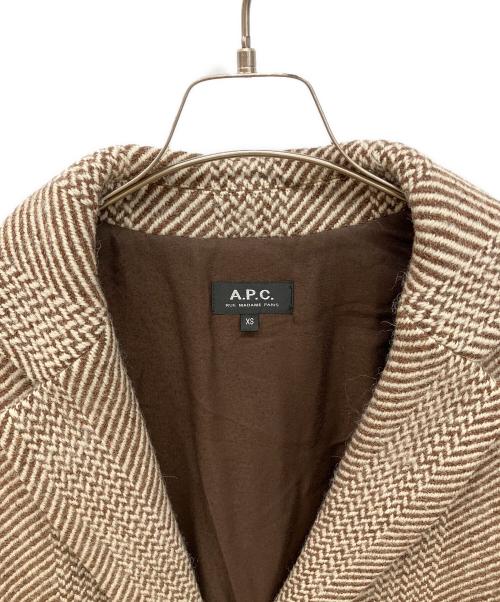 A.P.C.（アーペーセー）A.P.C. (アーペーセー) ヘリンボーン チェスターコート ブラウン サイズ:XSの古着・服飾アイテム