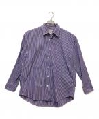 goldゴールド）の古着「120/2 BROAD STRIPE REGULAR COLLAR BIG SHIRT」｜ネイビー