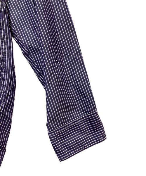 gold（ゴールド）gold (ゴールド) 120/2 BROAD STRIPE REGULAR COLLAR BIG SHIRT ネイビー サイズ:SIZE Sの古着・服飾アイテム