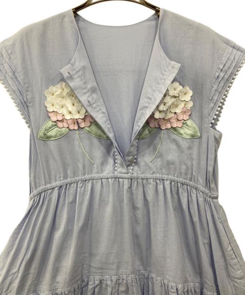 CHESTY（チェスティ）CHESTY (チェスティ) 紫陽花刺繍ワンピース ブルーの古着・服飾アイテム