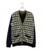 BEATING HEARTビーティングハート）の古着「Vネックカーディガン チェックカーディガン」｜カーキ