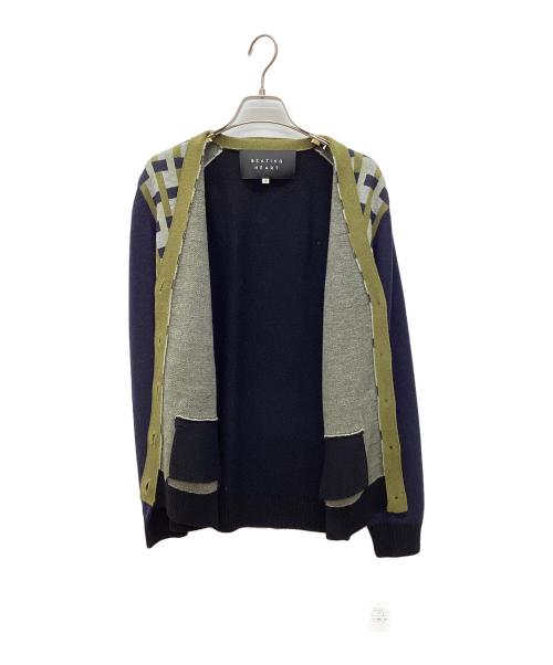 BEATING HEART（ビーティングハート）BEATING HEART (ビーティングハート) Vネックカーディガン チェックカーディガン カーキ サイズ:1の古着・服飾アイテム