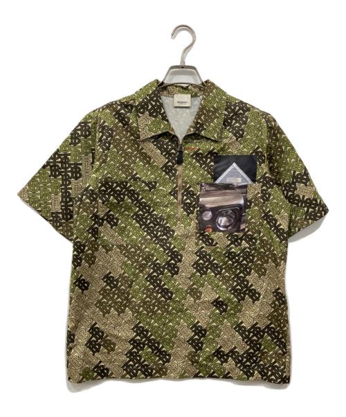 BURBERRY（バーバリー）BURBERRY (バーバリー) S/Sハーフジップシャツ オリーブ サイズ:34の古着・服飾アイテム
