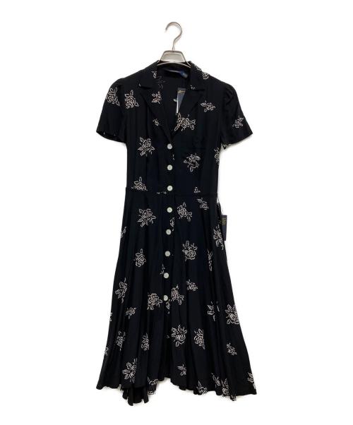 POLO RALPH LAUREN（ポロ・ラルフローレン）POLO RALPH LAUREN (ポロ・ラルフローレン) フラワープリントオープンカラーワンピース ブラック サイズ:SIZE0 未使用品の古着・服飾アイテム