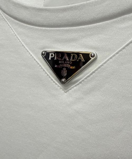 PRADA（プラダ）PRADA (プラダ) トライアングルプレート コットン Tシャツ ホワイト サイズ:XSの古着・服飾アイテム
