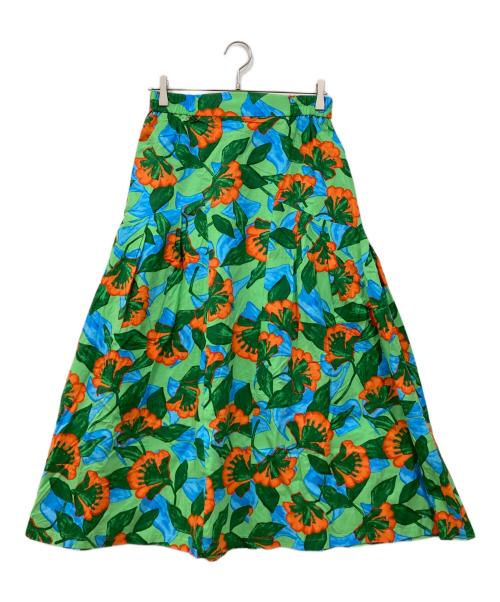 MUVEIL（ミュベール）MUVEIL (ミュベール) フラワープリントスカート グリーン サイズ:40の古着・服飾アイテム