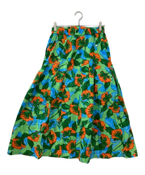 MUVEIL（ミュベール）MUVEIL (ミュベール) フラワープリントスカート グリーン サイズ:40の古着・服飾アイテム