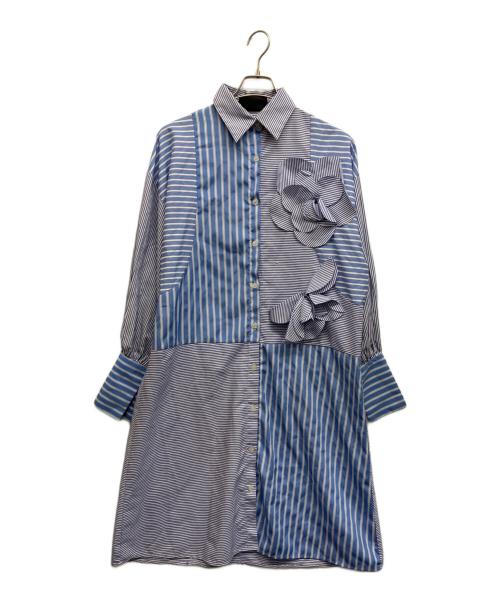 stella marina（ステラマリーナ）STELLA MARINA (ステラマリーナ) フリルデザインシャツワンピース ブルー サイズ:不明の古着・服飾アイテム