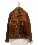 Creazioniクレアツィオーニ）の古着「ハラコ切替ジャケット」｜ブラウン