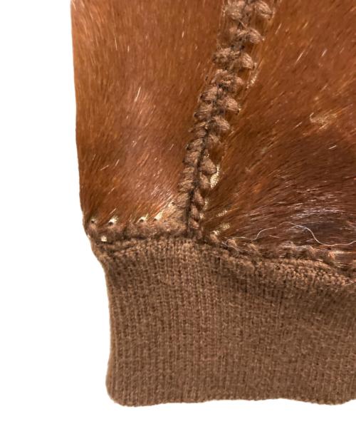 Creazioni（クレアツィオーニ）Creazioni (クレアツィオーニ) ハラコ切替ジャケット ブラウン サイズ:54の古着・服飾アイテム