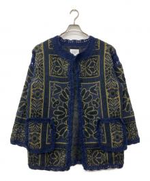 Ameri（アメリ）の古着「RUG PATTERN KNIT JACKET」｜ネイビー