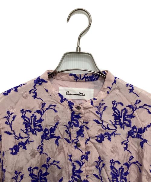 sara mallika（サラマリカ）sara mallika (サラマリカ) レーヨンジャガード刺繍ブラウス ピンク サイズ:Freeの古着・服飾アイテム