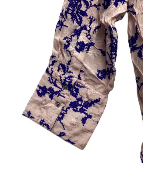 sara mallika（サラマリカ）sara mallika (サラマリカ) レーヨンジャガード刺繍ブラウス ピンク サイズ:Freeの古着・服飾アイテム