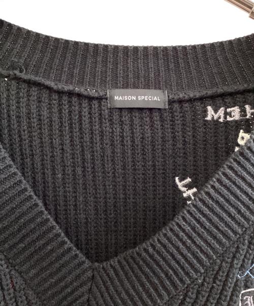 MAISON SPECIAL（メゾンスペシャル）MAISON SPECIAL (メゾンスペシャル) V-neck Embroidery Knitwear ブラック サイズ:Freeの古着・服飾アイテム