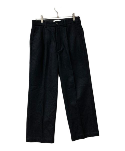 cornier（コルニエ）cornier (コルニエ) WOOL/CASHMERE COLLEGE FLANNEL WIDE PANTS ブラック サイズ:Sの古着・服飾アイテム