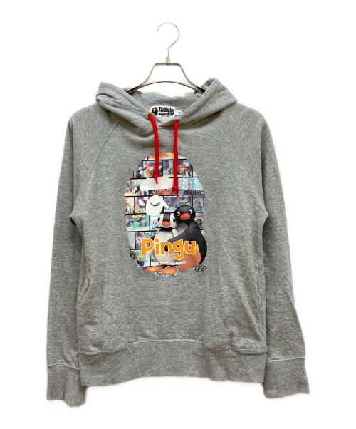 A BATHING APE（アベイシングエイプ）A BATHING APE (アベイシングエイプ) PINGU (ピング) プルオーバーパーカー グレー サイズ:Mの古着・服飾アイテム