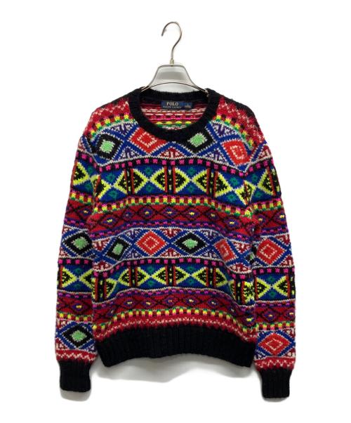 POLO RALPH LAUREN（ポロ・ラルフローレン）POLO RALPH LAUREN (ポロ・ラルフローレン) ネイティブ柄ニット ブルー×レッド サイズ:Sの古着・服飾アイテム