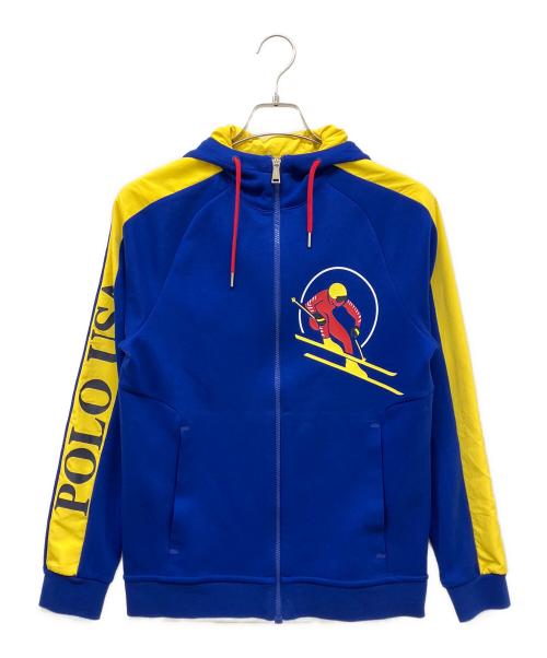 POLO RALPH LAUREN（ポロ・ラルフローレン）POLO RALPH LAUREN (ポロ・ラルフローレン) DOWNHILL SKI ZIP HOODIE ブルー×イエロー サイズ:XSの古着・服飾アイテム