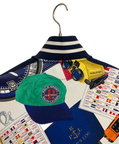 POLO RALPH LAUREN（ポロ・ラルフローレン）POLO RALPH LAUREN (ポロ・ラルフローレン) Printed cotton bomber jacket ホワイト×ネイビー サイズ:S 未使用品の古着・服飾アイテム