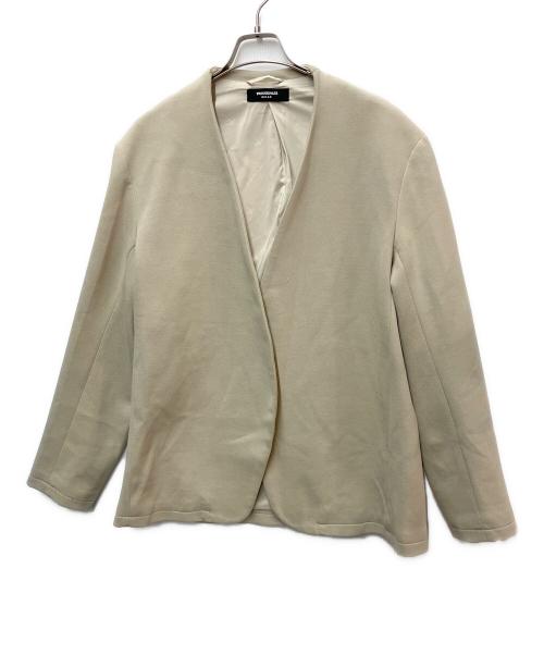 1PIU1UGUALE3 RELAX（ウノピゥウノウグァーレトレ リラックス）1PIU1UGUALE3 RELAX (ウノピゥウノウグァーレトレ リラックス) ノーカラー鹿の子ニットジャケット ベージュ サイズ:SIZE XLの古着・服飾アイテム