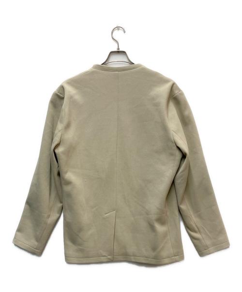 1PIU1UGUALE3 RELAX（ウノピゥウノウグァーレトレ リラックス）1PIU1UGUALE3 RELAX (ウノピゥウノウグァーレトレ リラックス) ノーカラー鹿の子ニットジャケット ベージュ サイズ:SIZE XLの古着・服飾アイテム