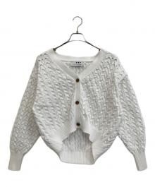 THREE DOTS（スリードッツ）の古着「スポンジースムース メッシュカーディガン」｜ホワイト