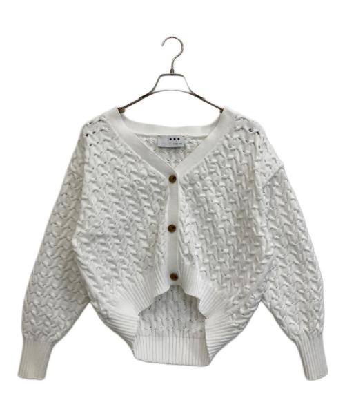 THREE DOTS（スリードッツ）THREE DOTS (スリードッツ) スポンジースムース メッシュカーディガン ホワイト サイズ:Sの古着・服飾アイテム