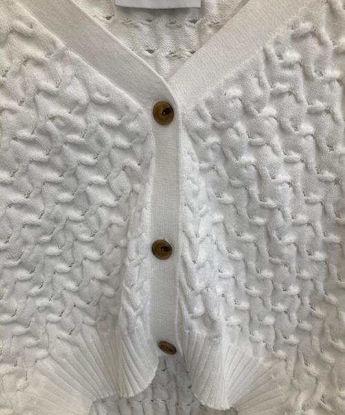 THREE DOTS（スリードッツ）THREE DOTS (スリードッツ) スポンジースムース メッシュカーディガン ホワイト サイズ:Sの古着・服飾アイテム