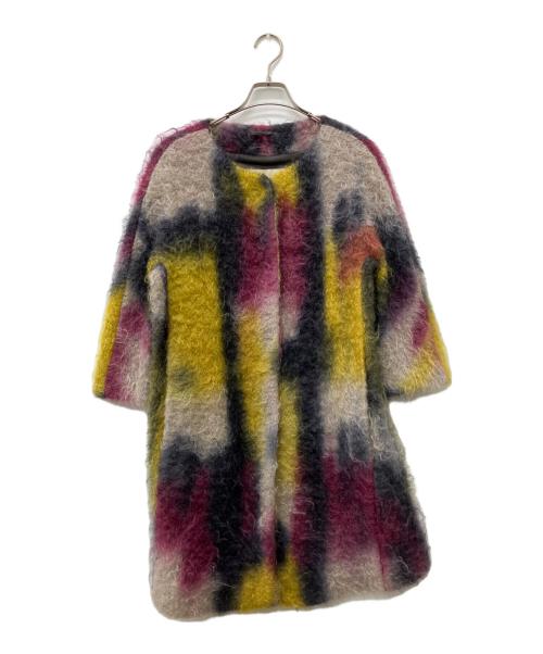 HERNO（ヘルノ）HERNO (ヘルノ) シャギーノーカラーコート マルチカラー サイズ:40の古着・服飾アイテム