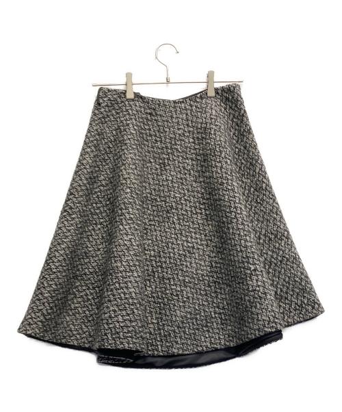PRADA（プラダ）PRADA (プラダ) ツイードフレアスカート ブラック サイズ:38の古着・服飾アイテム