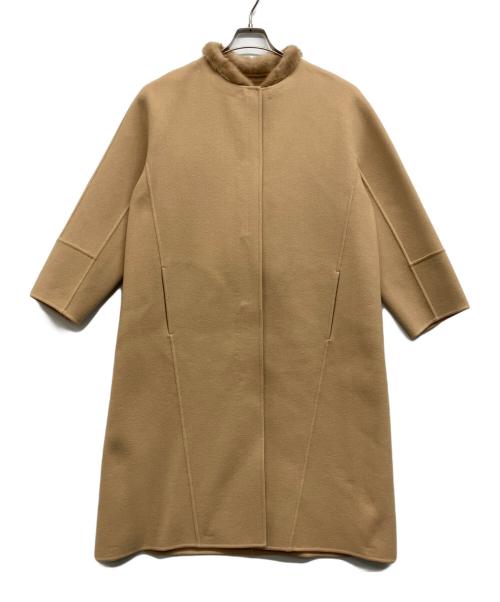 DRAWER（ドゥロワー）DRAWER (ドゥロワー) ウールカシミヤ2WAYノーカラーコート ベージュ サイズ:34の古着・服飾アイテム