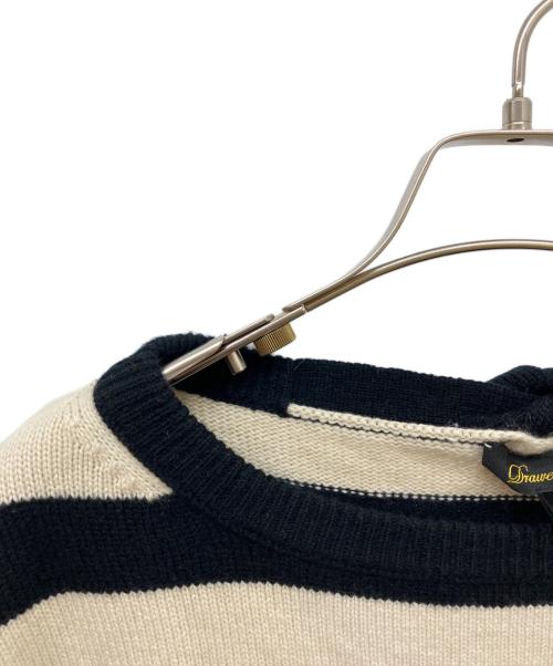 DRAWER（ドゥロワー）DRAWER (ドゥロワー) カシミヤウールボーダーニット ベージュ×ブラック サイズ:1の古着・服飾アイテム