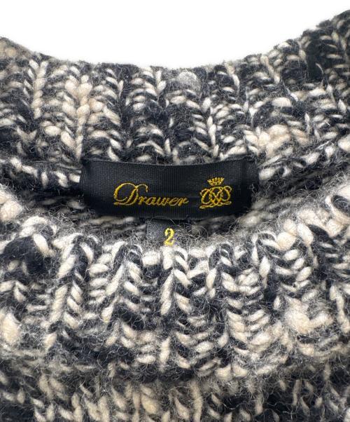 DRAWER（ドゥロワー）DRAWER (ドゥロワー) ウールカシミヤミックスニット ブラック×ホワイト サイズ:2の古着・服飾アイテム