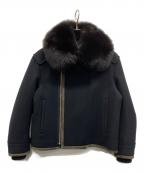 DRAWERドゥロワー）の古着「ウールメルトン ファーカラーブルゾン」｜ブラック